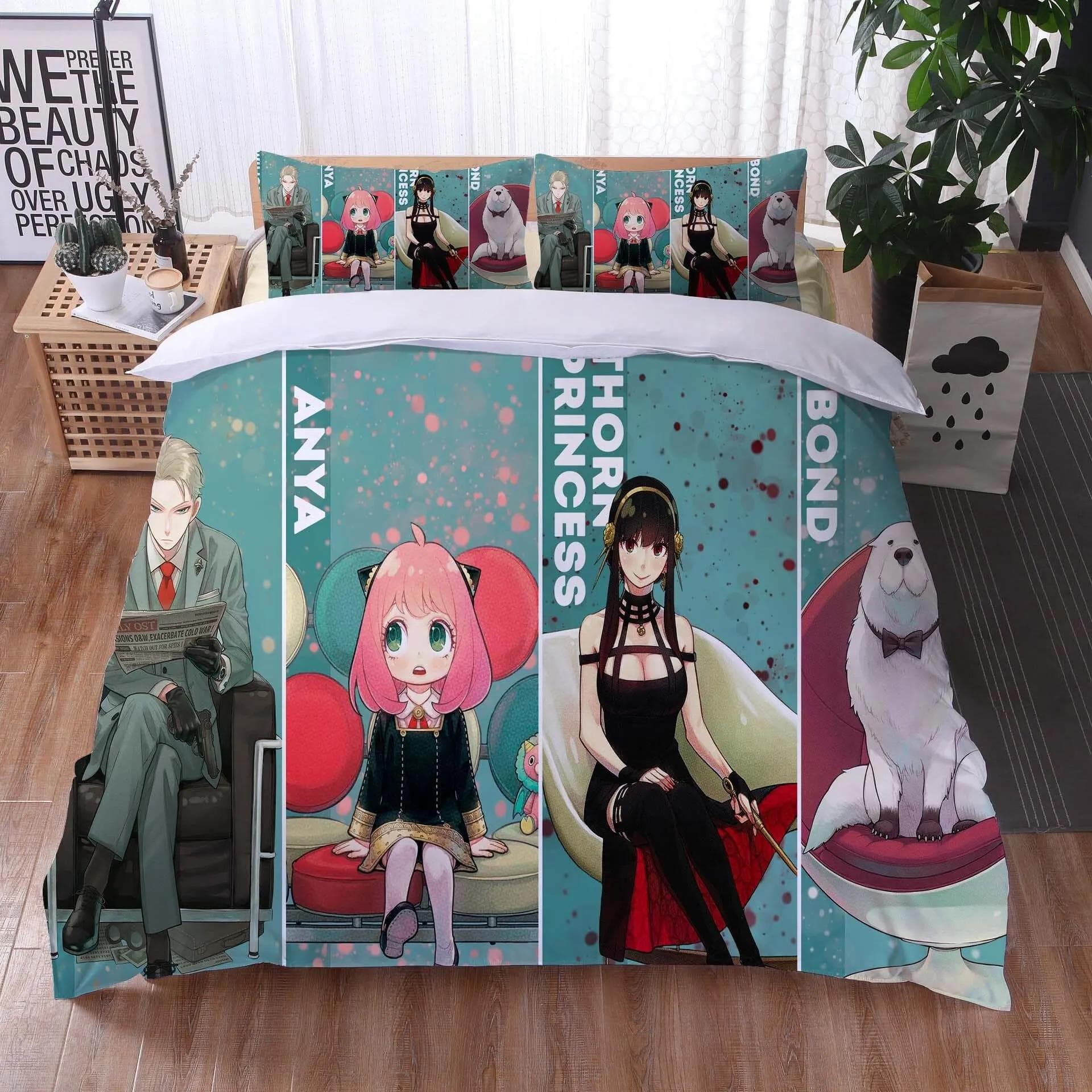 3D Printing Anime SpyXFamily Bedding Set Boys Girls Twin Queen Size Duvet Cover Pillowcase Bed Boys Adult Fashion Home Textile EU Twin 135x200cm