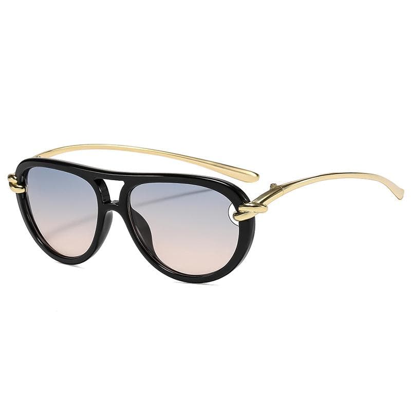 Popular Fashion Double Bridges Pilot Women Luxury Sunglasses Retro Designer Oval Hollow UV400 Sun Glasses 1PC
