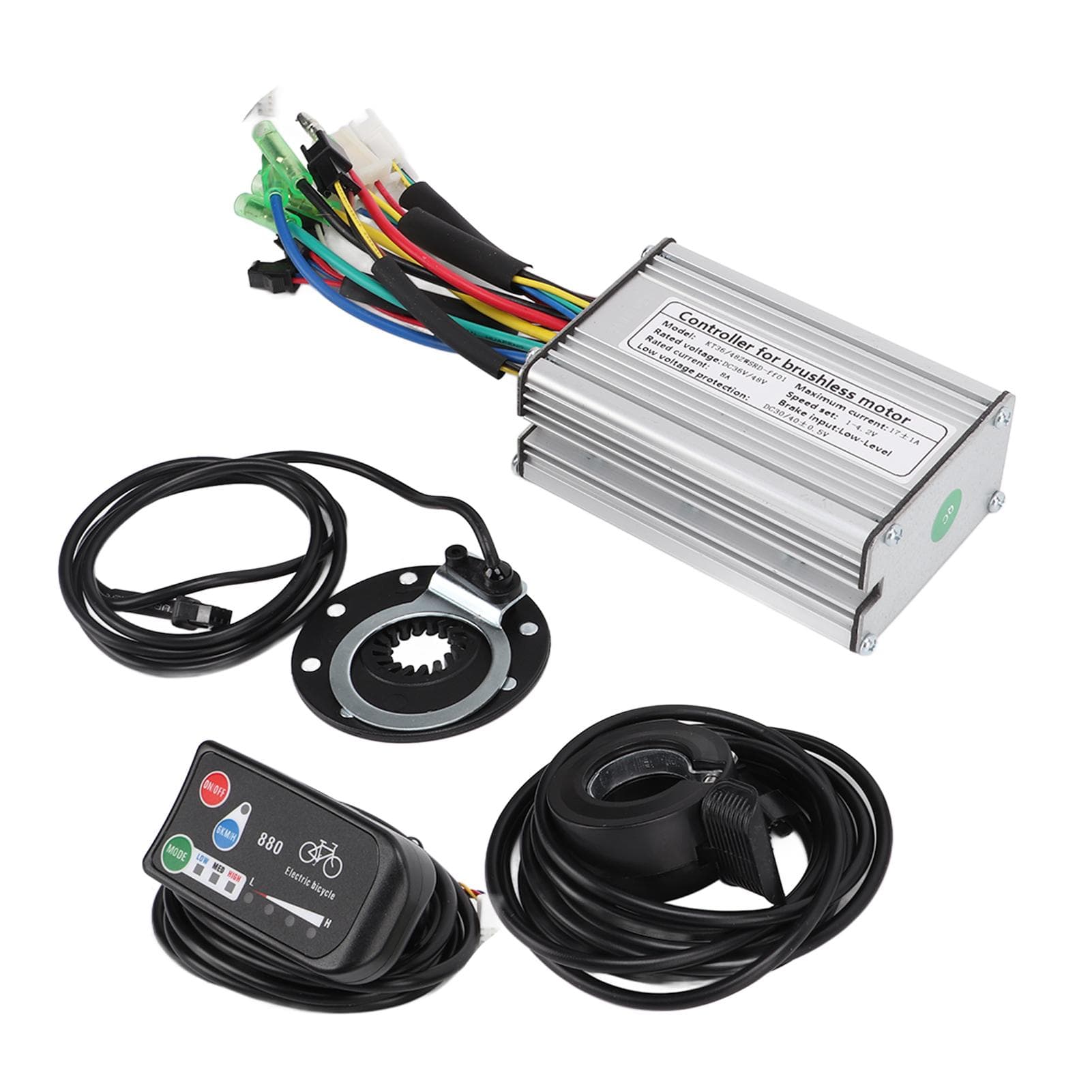 Electric Bicycle 17A Controller with KTLED880 Display Sensor Throttle Kit for 350W Motor