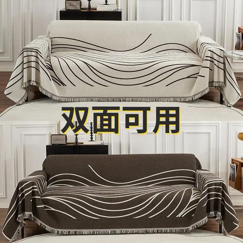 Reversible Chenille Sofa Towel Tassel Sofa Cover Anti-Cat Scratch Living Room All-inclusive Nordic Sofa Blanket Sofa Cushion 180x130cm 1pcs