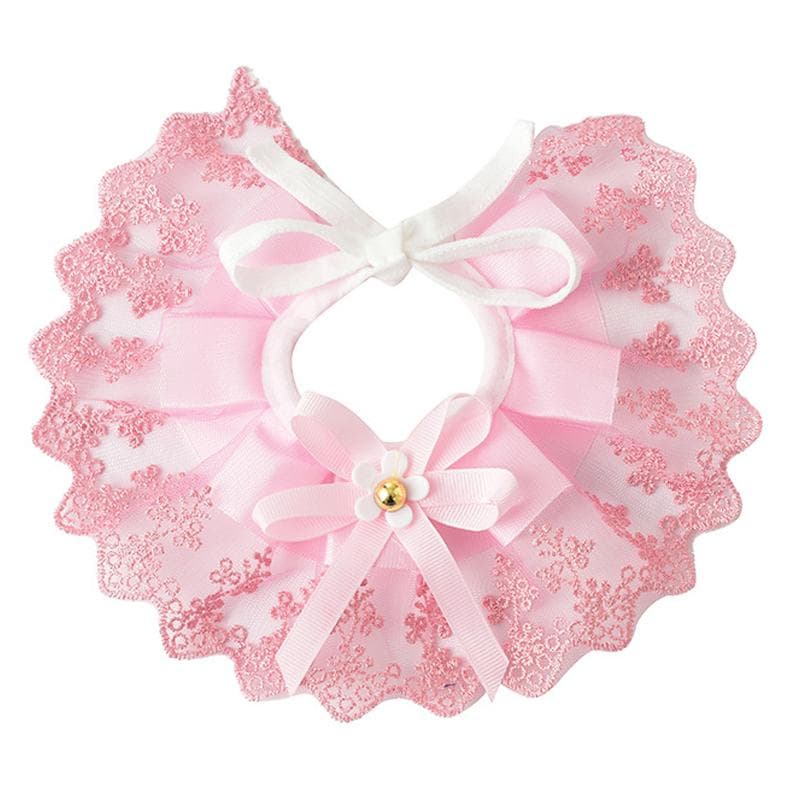 Pet Bib Washable Lace Trim Adjustable Strap Cute Exquisite Pet Scarf for Dog Cat Pink M(27.5cm / M(27.5cm / 10.8in)