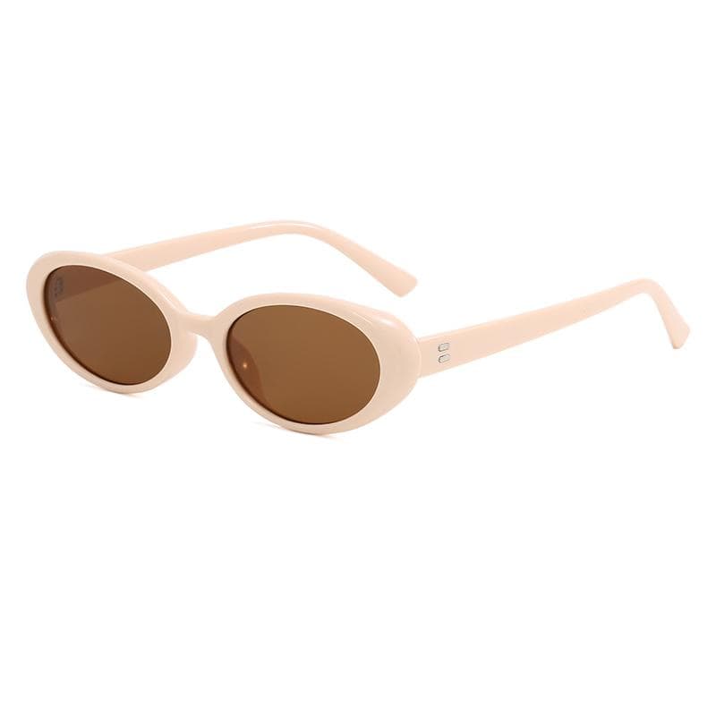 Fashion Small Oval Sunglasses Women Men Rivets Retro Shades UV400 Luxury Sun Glasses Brand Oculus Female Gafas as picture