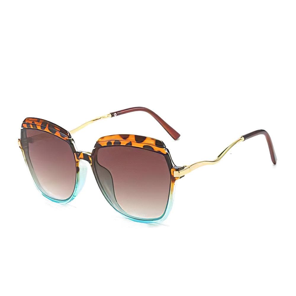 Vintage Women Sunglasses Fashionable Multicolored Frame Golden Shaped Glasses with Irregular Leg