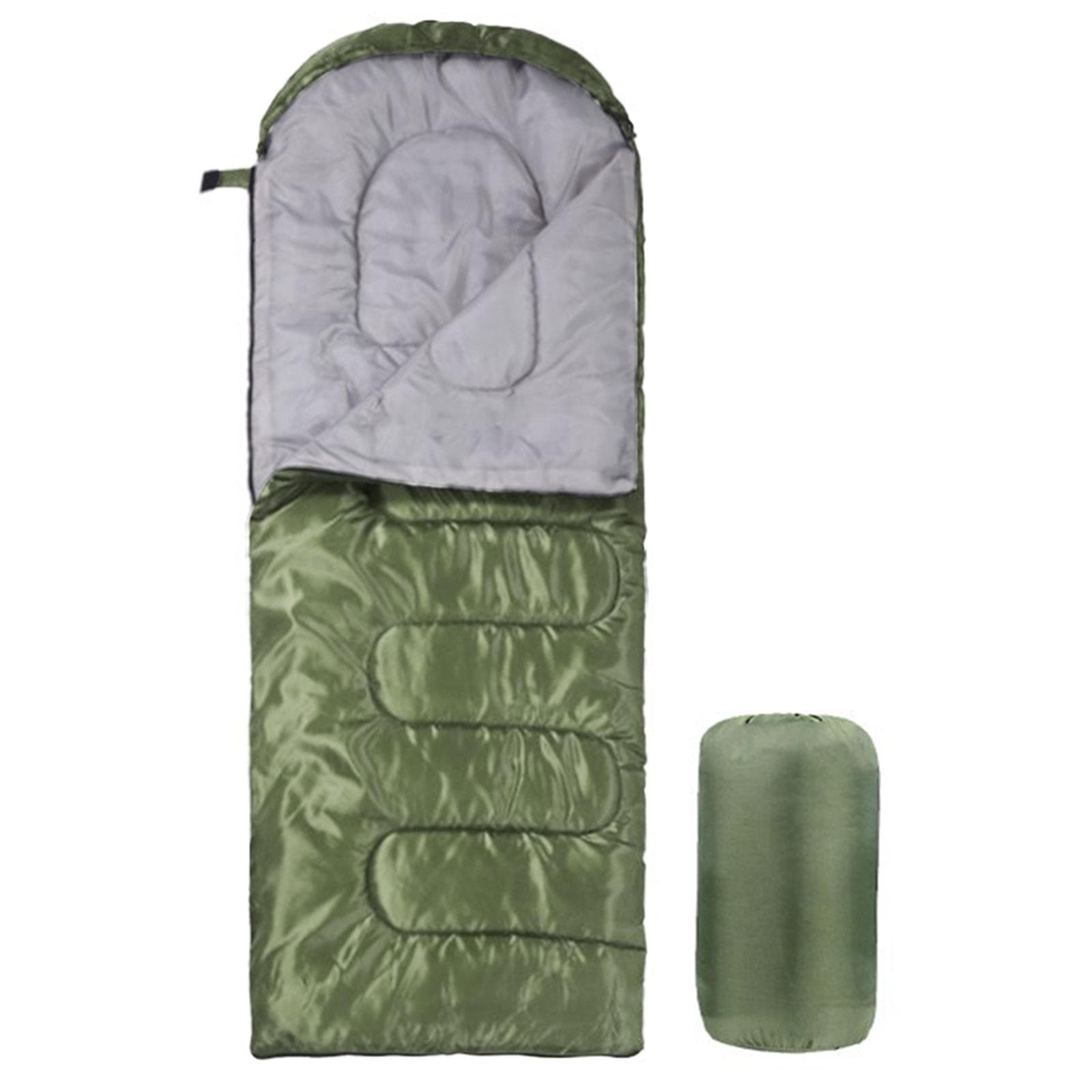 Ultra Light Sleeping Bag for Backpacking Compartment for Adults 170T Envelope 4 Seasons Hooded 700g army green