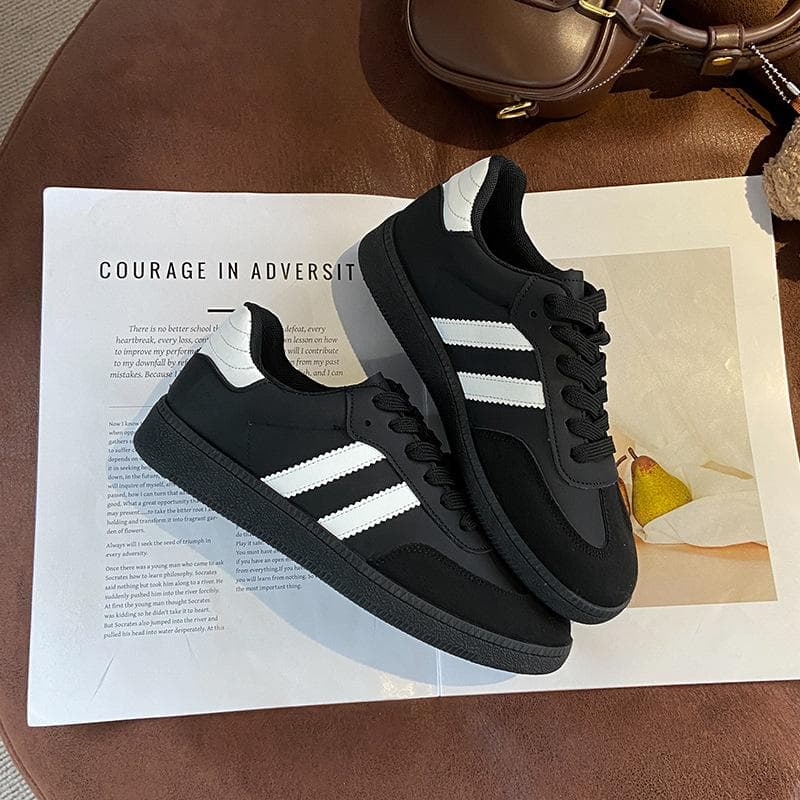 Large Size Casual Matte Board Shoes Women'S Sports Versatile Retro Single Shoes Student Board Shoes German Training Shoes Women'S Shoes 39 black
