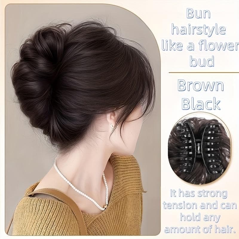 Synthetic Women's Wig Scrunchie-style Lazy Flower Bud Bun Fashion Natural Fluffy Wig Hairpiece black/brown