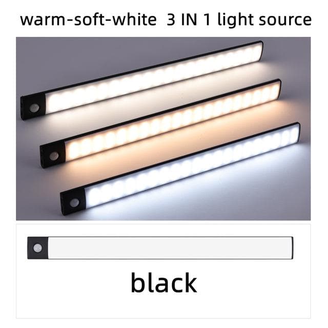 Ultra Thin Intelligent Human Body Induction Led Light Strip Wireless Magnetic Wardrobe Light Strip Rechargeable Wine Cabinet Cabinet Light Strip 30CM black