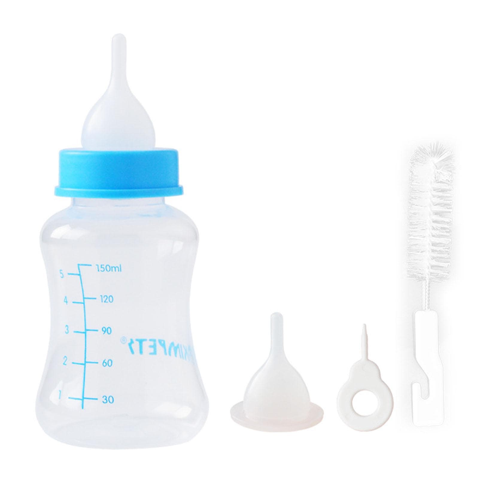 150ml Pet Feeding Bottle Silicone Kitten Puppy Nursing Bottle with Replacement Pacifiers for Small blue