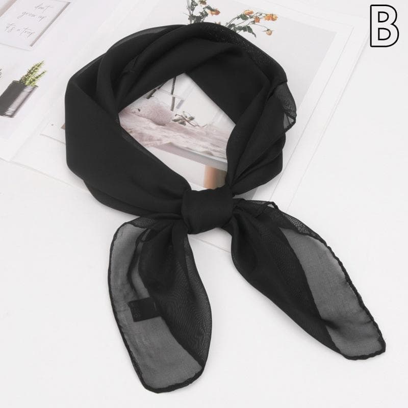 Summer Fashion Chiffon Solid Color Scarf Ladies Head Neck Square Scarf Shawls Female Hair Ties Bands Neckerchief Shawls black