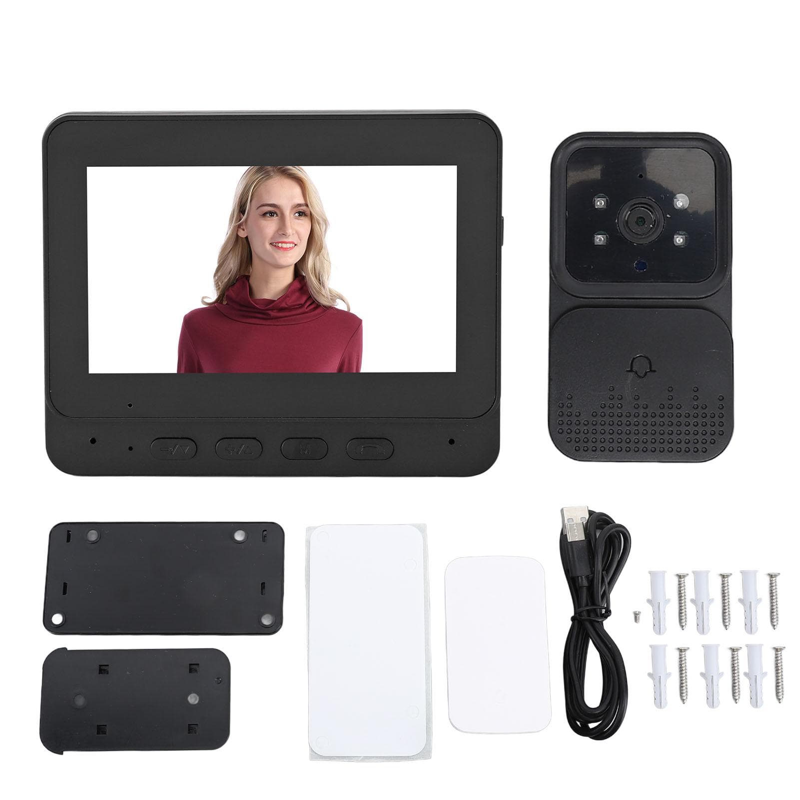 Wireless WiFi Video Doorbell Intercom System 1080P Video Doorbell Camera with Monitor 2 Way Audio