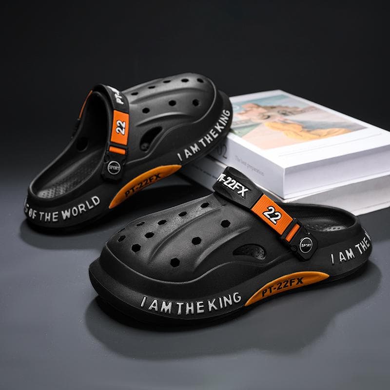 Breathable Men Sandals EVA Lightweight Beach Slippers Men Summer New Indoor Outdoor Hole Shoes Casual Garden Flat Slippers 39 black