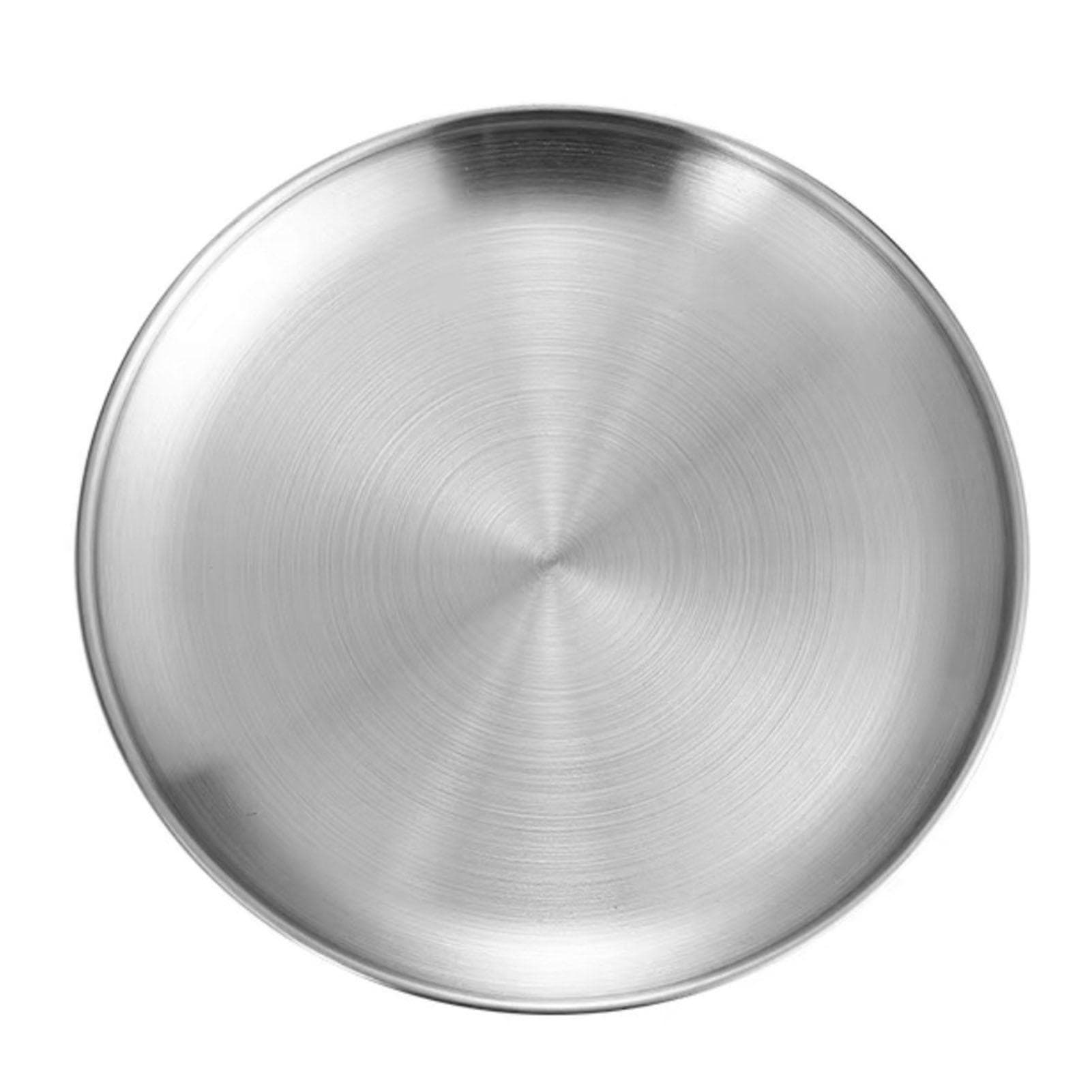 Stainless Steel Round Pizza Pan Tray Diameter 11.8in Round Brushed Metal Dinner Plates for Cake