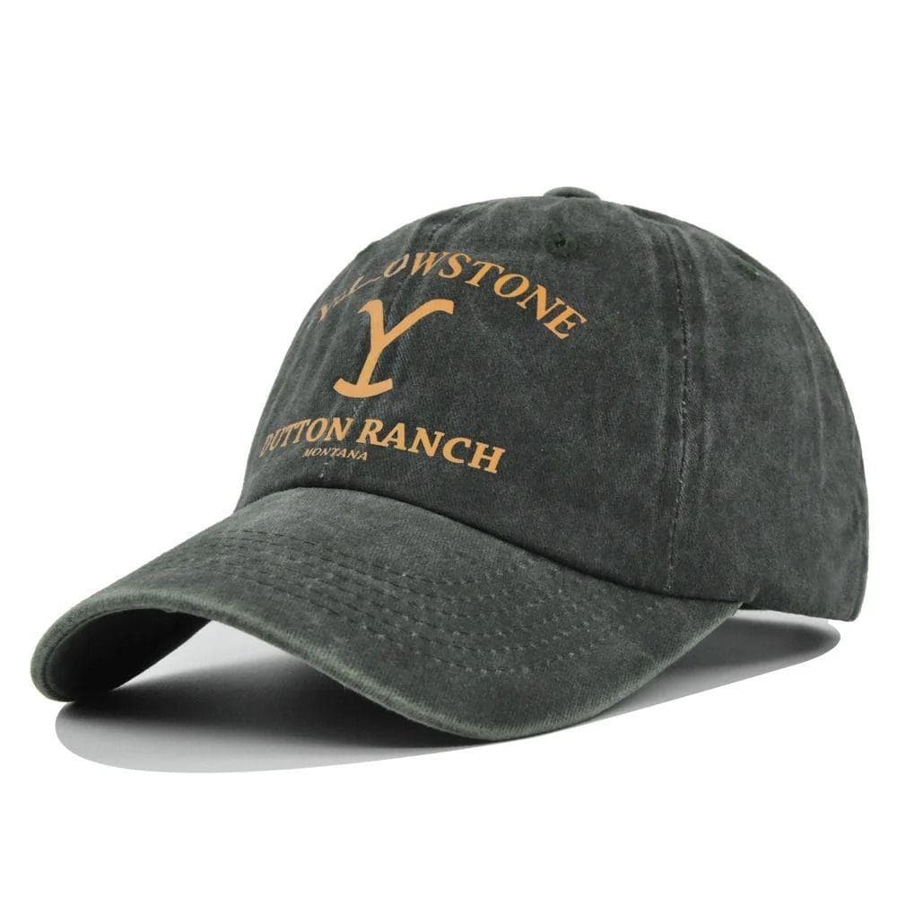 Yellowstone Dutton Ranch Baseball Cap Vintage Washed Sports Hat Distressed UV Protection Hat Unisex Snapback Hat Visors black