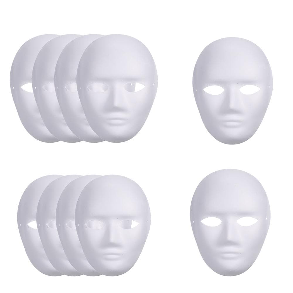 Halloween DIY White Paper Mask Pulp Blank Hand Painted Mask Masquerade Mask 10 pcs Portrait of Man