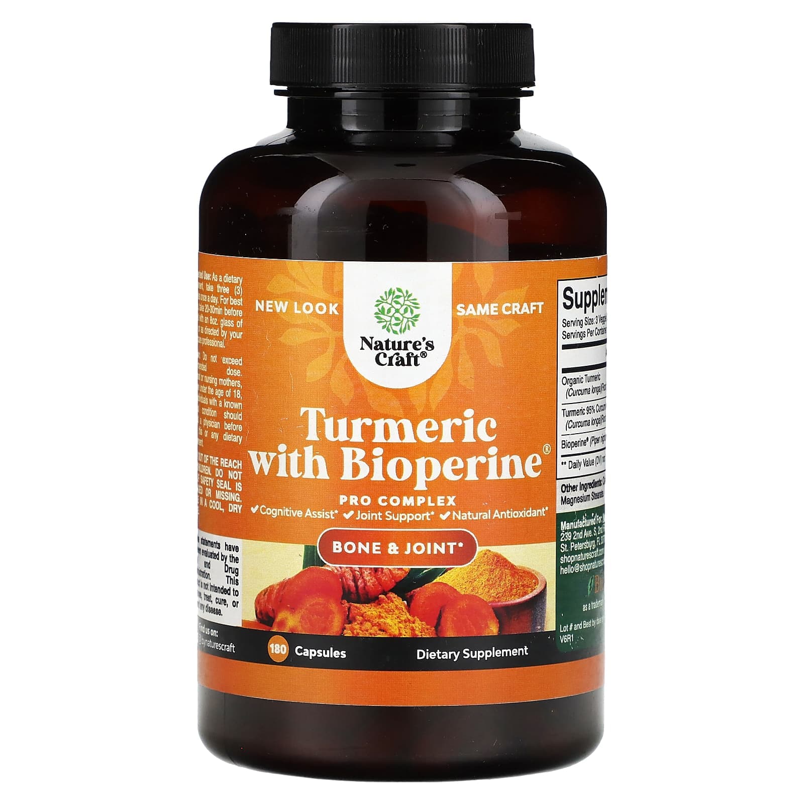 Nature's Craft, Turmeric with Bioperine, 180 Capsules