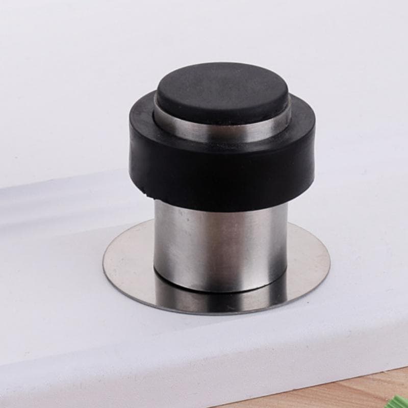 Stainless Steel Door Stopper Anti-collision Doorstop Floor-mounted Door Stop Safety Free Punch Door Rubber Holder silver