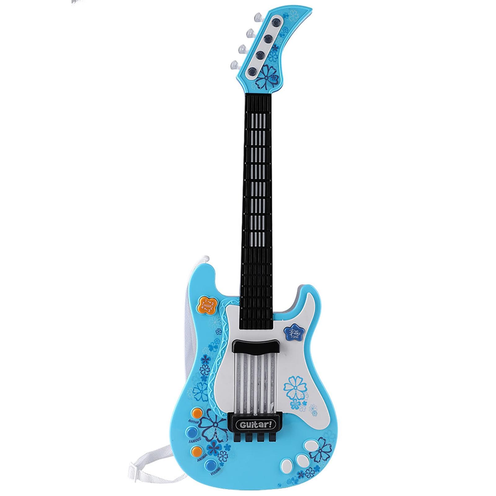 Multifunctional Kids Bass Guitar Toy Children Light Musical Instrument Toy Pink blue