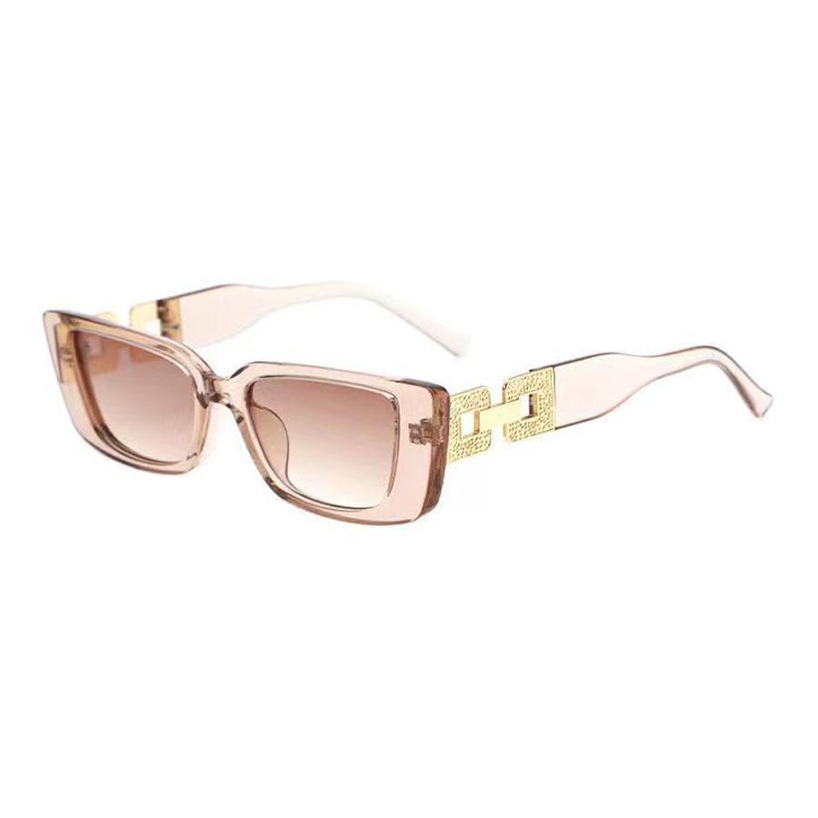 Fashion Cat Eye Sunglasses UV400 Protection Metal Chain Legs Unisex Classic Shades for Outdoor Street Style As Picture