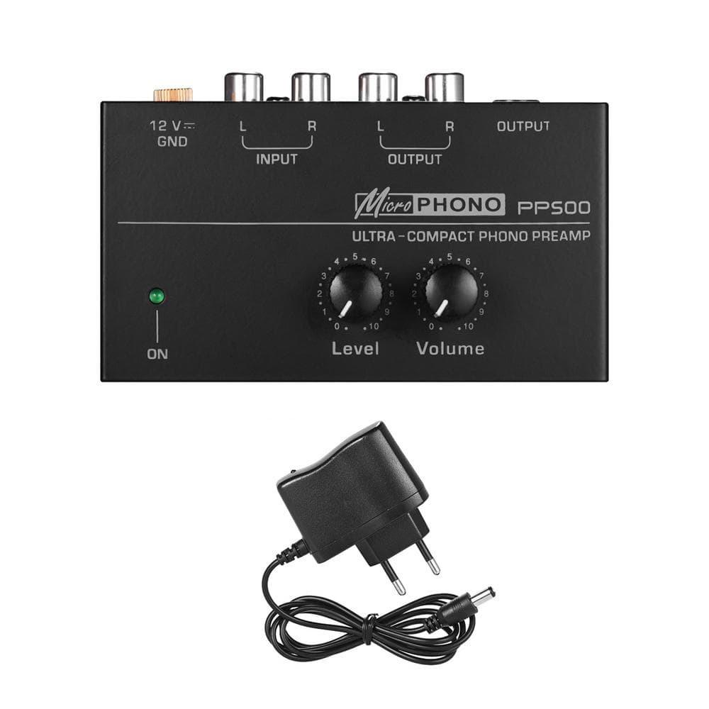 Ultra-compact Phono Preamp Preamplifier with Level & Volume Controls RCA Input & Output 14 Inch EU Plug