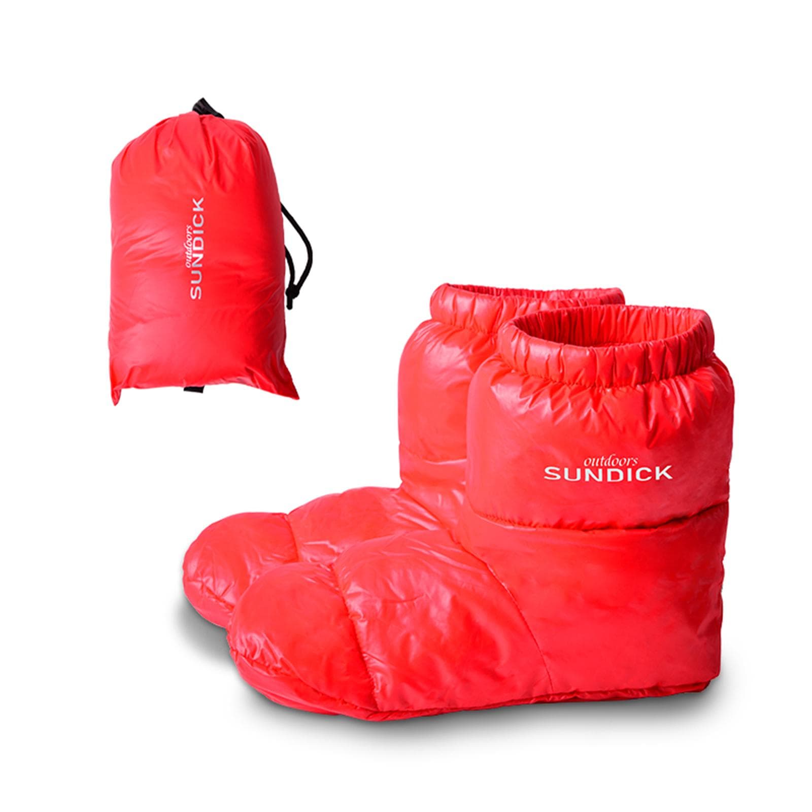 Outdoors Camping Slippers Warm Socks for Sleeping Bag Indoors Warm Boots Men Women Winter Duck Down M red