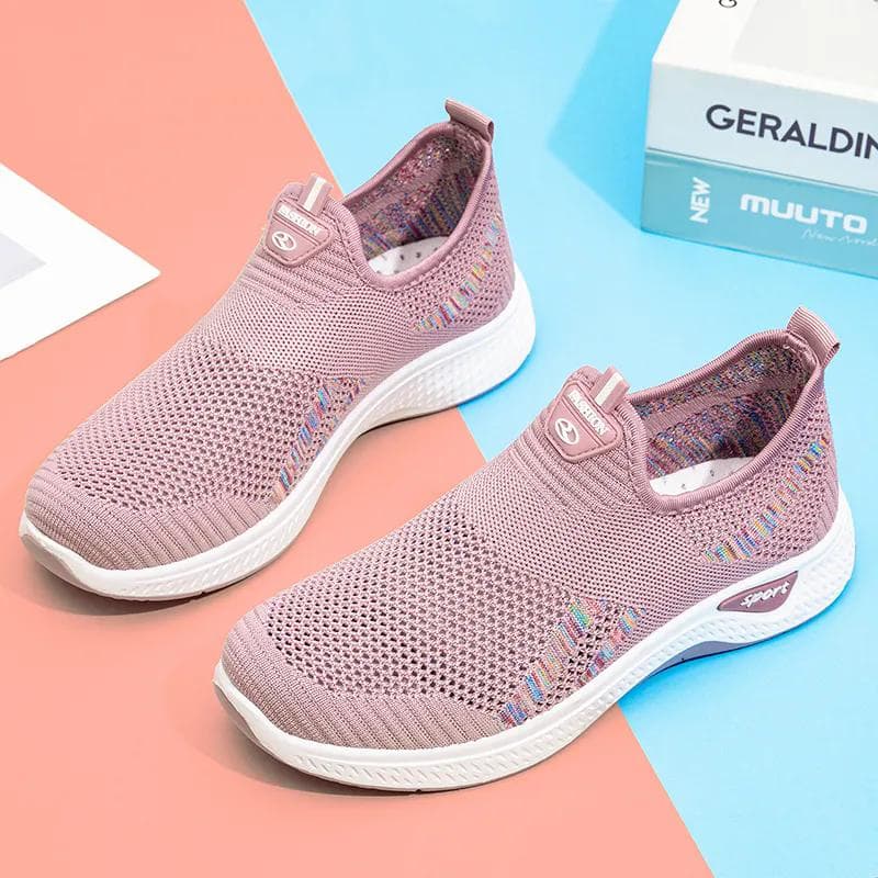 Women's Spring Summer Soft Bottom Non-slip Walking Shoes Female Autumn Casual Mesh Shoes Wear-resistant Sports Single Shoes 36 pink