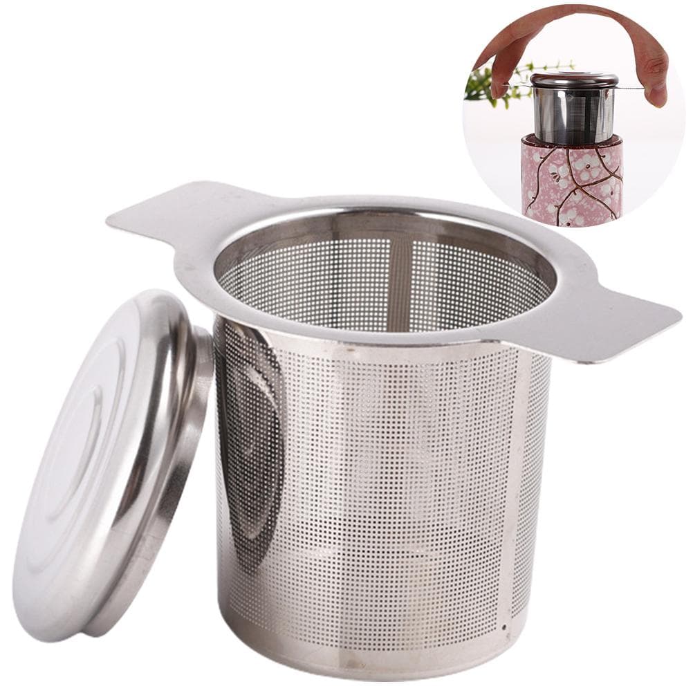 Tea Mesh Strainer Stainless Steel Tea Infuser Strainer Nontoxic Durable with Lid Tea Filter L(for 6.5-9kg)