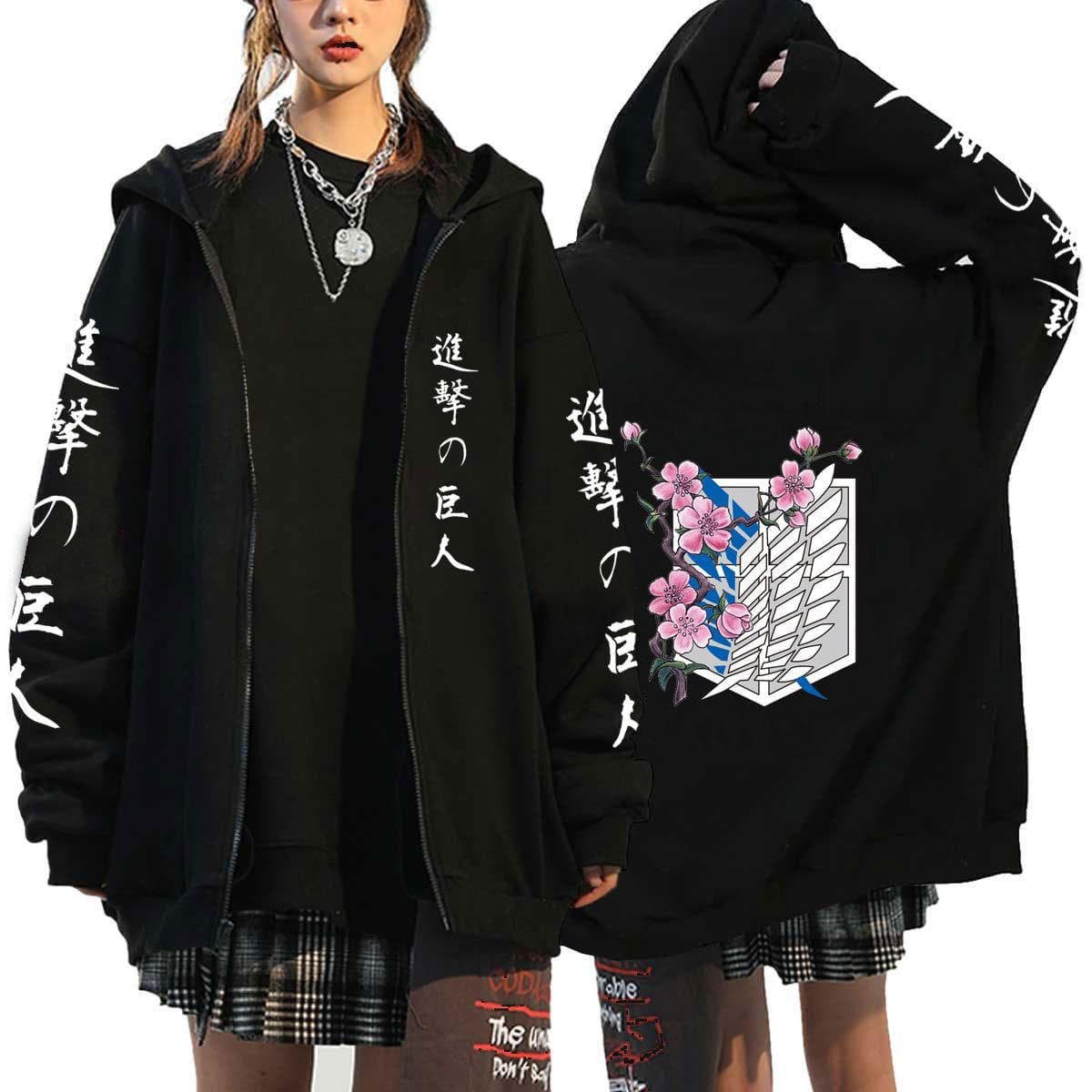 Attack on Titan Hoodie Zipper Sweatshirts Anime Levi Ackerman Shingeki No Kyojin Hoodie Men Sportswear Cosplay Clothes Women XXL