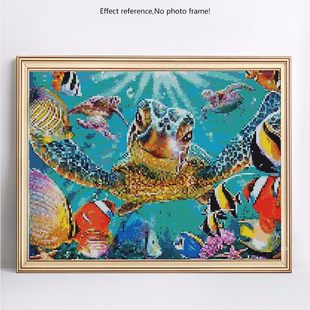 Diamond Painting Round Stones Tortoise Diamond Embroidery Full Display Animals Hobby And Handicraft 20X30