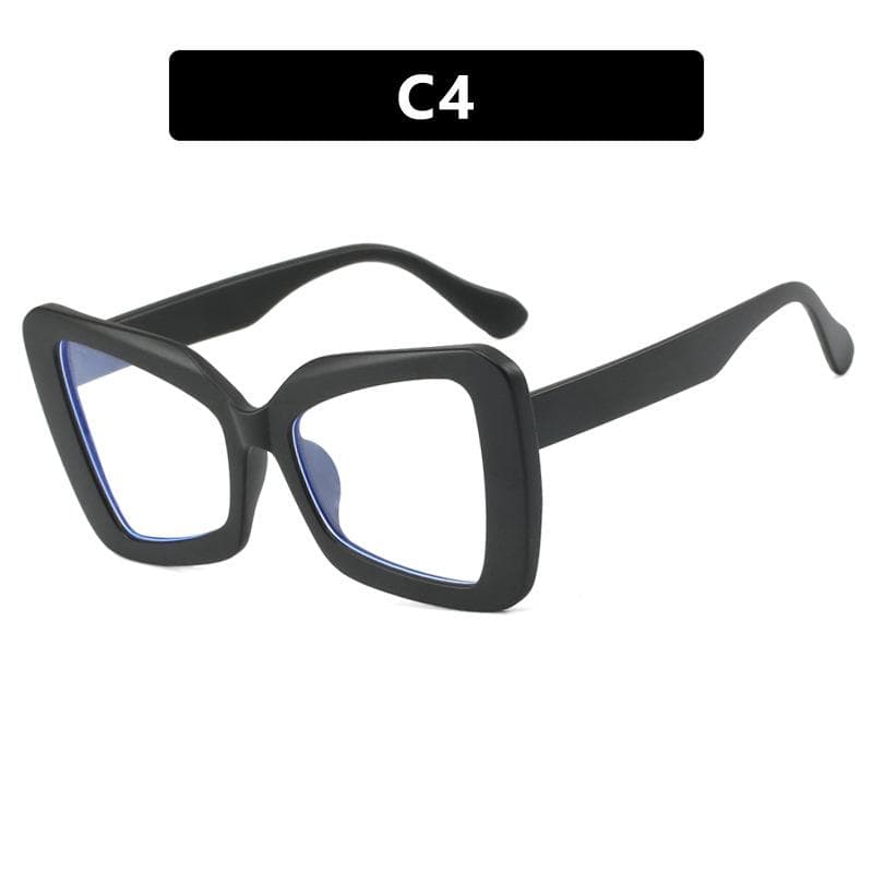 New large frame polygonal irregular flat glasses women fashion butterfly frame anti blue light glasses