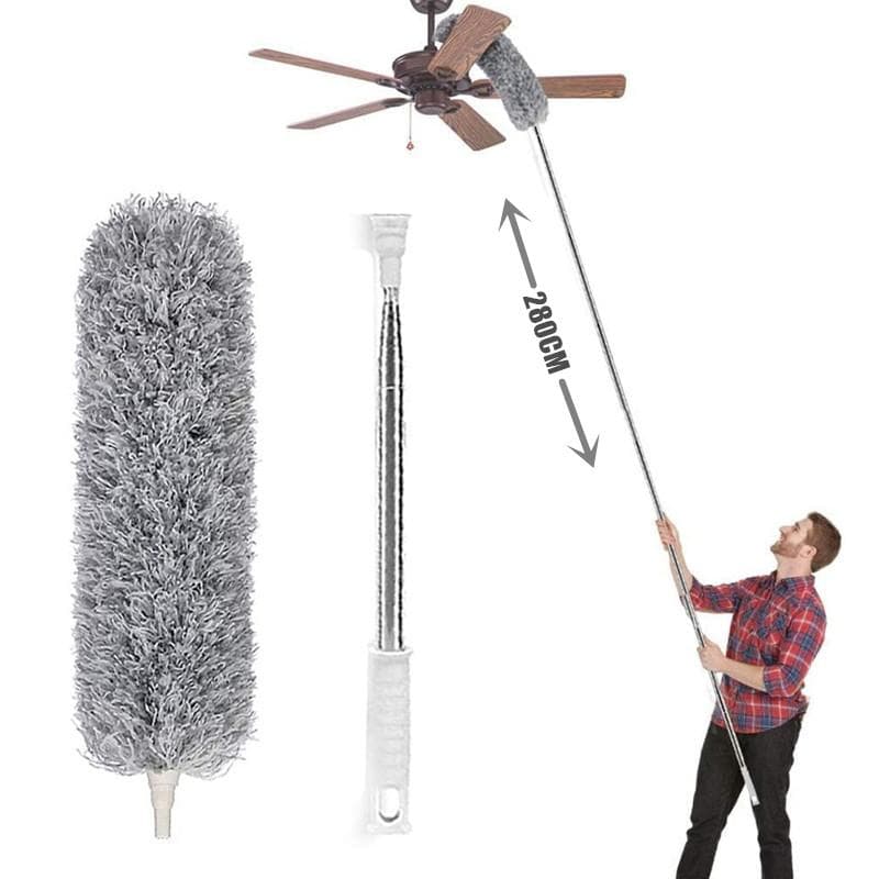 280cm Long Microfiber Duster Long Extendable Duster Cleaner Brush Telescopic Catcher Mites Dust Removal Dusters Home Cleaning Tools grey