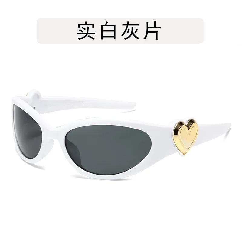 Y2K Retro Oval Sunglasses Women Heart Frame Cat Eye Party Sun Glasses Fashion Sports Goggles Ladies Gafas De Sol
