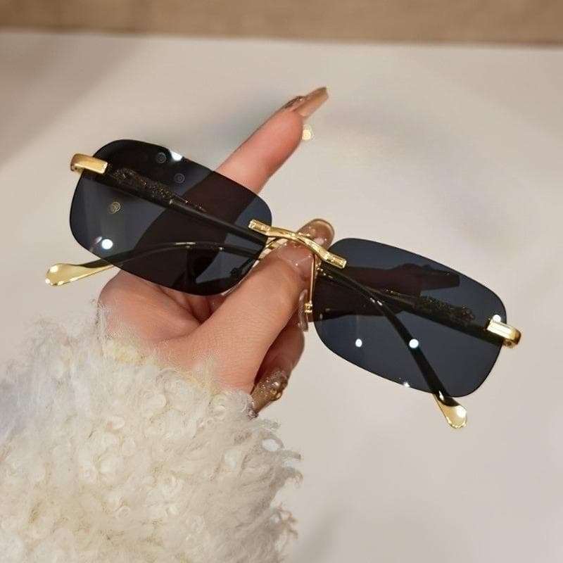 Simple Retro Frameless Fashion Glasses Unisex Chic Stylish Eyewear for Men and Women Trendy Accessories