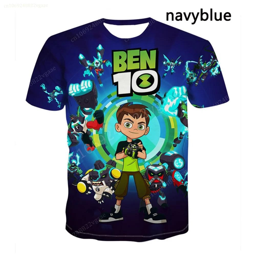 Summer Ben Tennyson 10 T Shirt Cartoon Boys Girls Tshirt Children's Clothing Kids Clothes Tee Shirts Costume Training Uniform 130cm