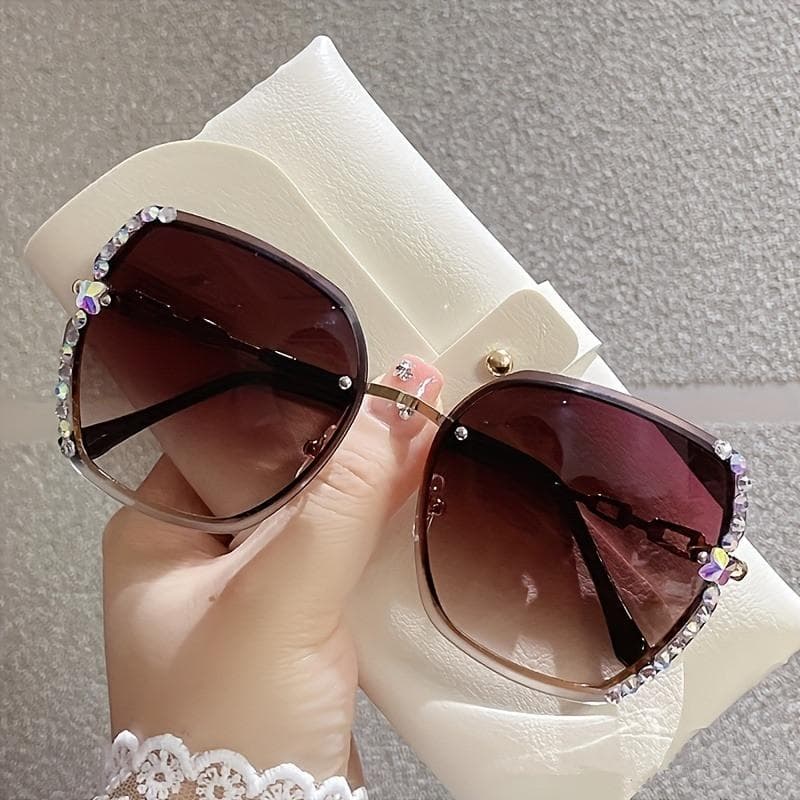 Luxury Vintage Rimless Rhinestone Sunglasses Fashion Gradient Lens Sun Glasses for Women Men
