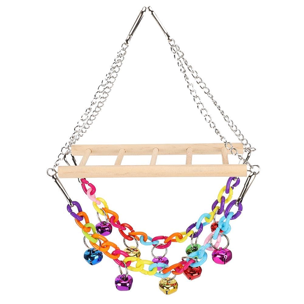 Pet Small Birds Parrot Acrylic Chain Ladder Hanging Bridge Swing Bite Climbing Toy with Bells