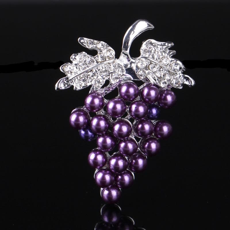 Simulated Pearl Grape Brooch Pins for Women Assorted Imitation Pearl Flower Pins and Brooches purple