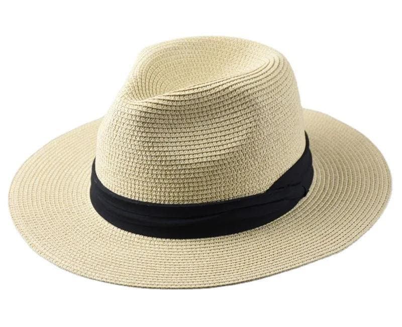 Summer Large Size 64cm Classic Sun Hats for Men Women Panama Hats Couple Wide Brim Beach Straw Hat Big Head Plus Size Fedora Hat XL 61-64cm beige