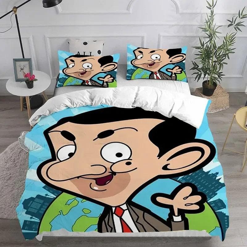 3D Mr. Bean Animated Series Bedding Sets Comforter Quilt Bed Cover Duvet Cover Pillow Case Sets Bedroom Home Textiles AU Double 180x210cm