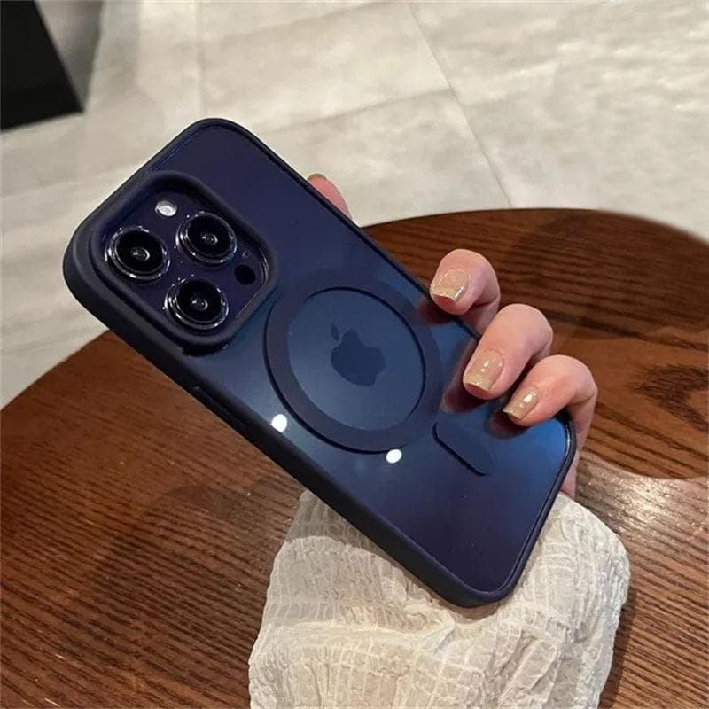 Luxury Magsafe Transparent Case For iPhone 16 15 14 13 12 11 Pro X XS XR Max Mini 7 8 Plus SE 2022 Magnetic Wireless Charge Cover iPhone 14 Pro dark purple