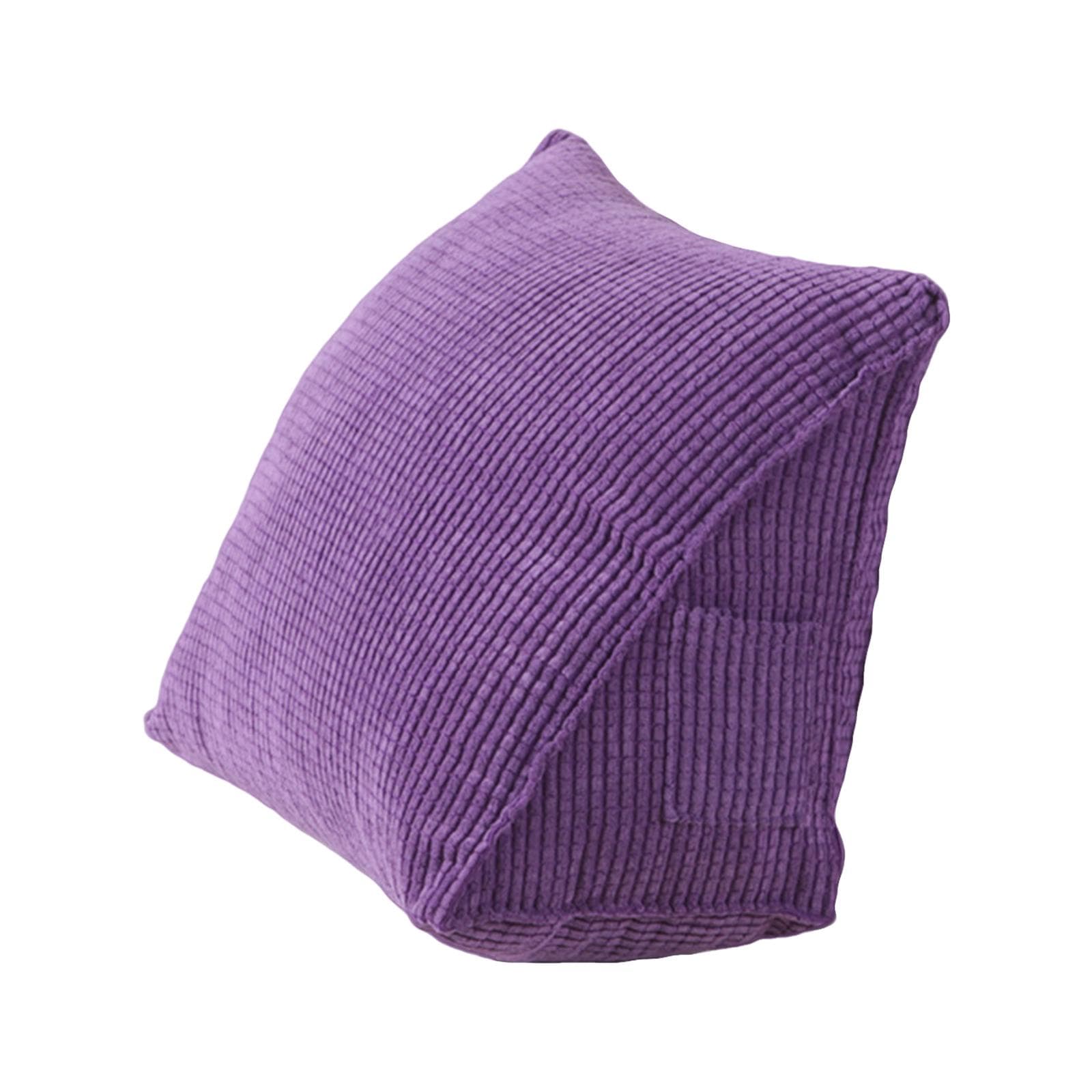 Triangle Pillow Comfortable Reading Pillow With Zip Pocket Triangle Wedge Bolster Small Back purple