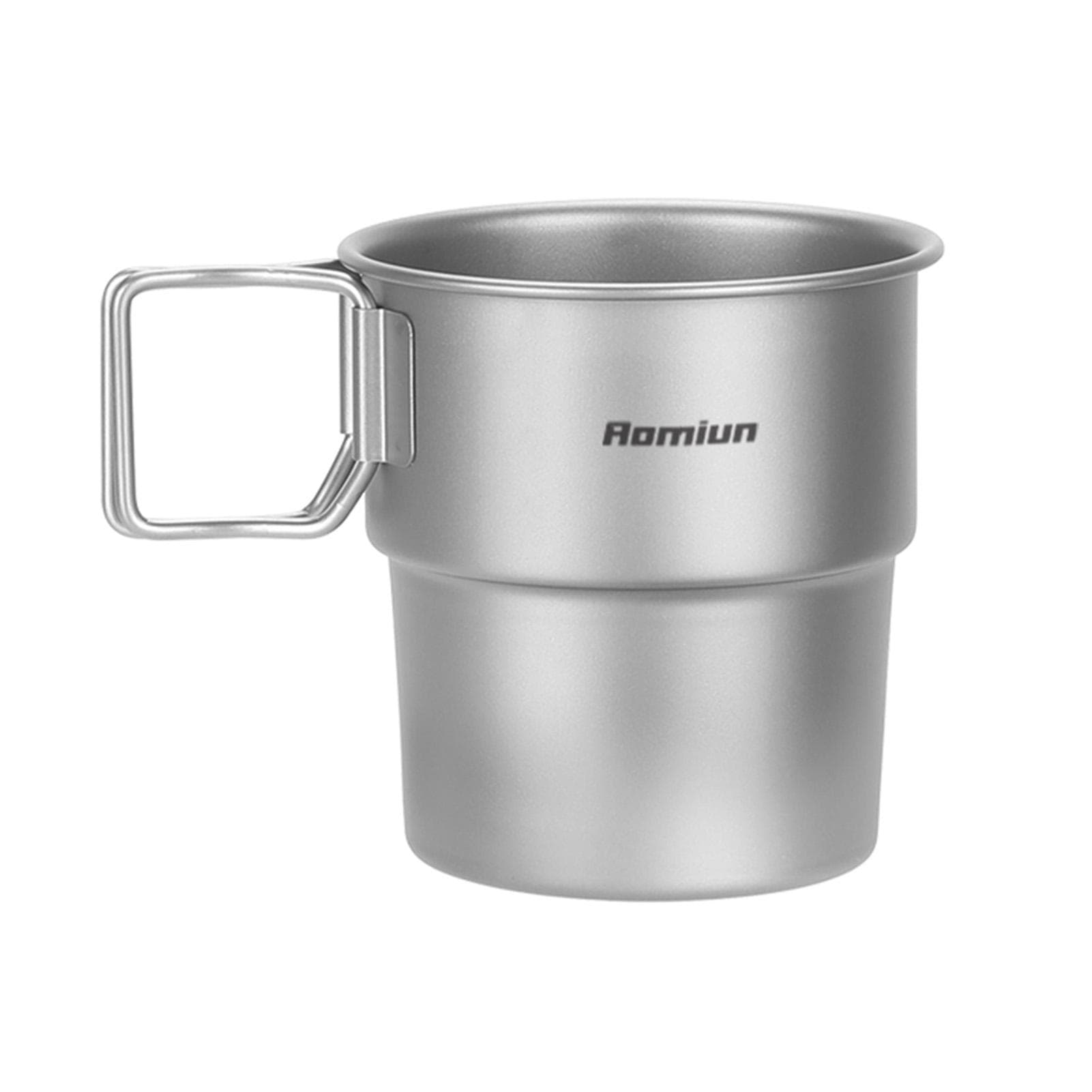 Titanium Camping Cups Stackable Coffee Mugs 300ml Foldable Handle Outdoor Coffee Mugs Reusable sandblasting Without cover