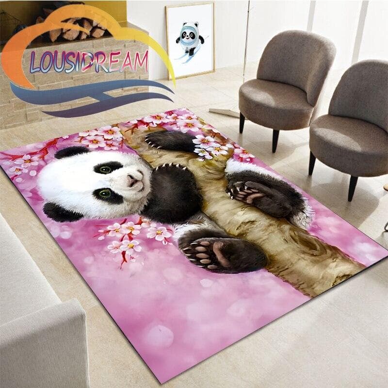 Cartoon panda Plush Carpet Non-slip Carpet Lovely panda animals series Soft Play Mat Bed Area Rug Parlor Decor 60cm x 90cm