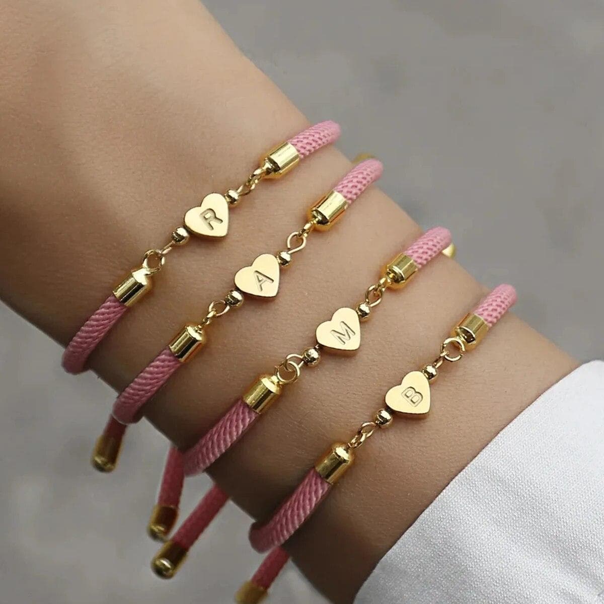 1pc New Classic A-Z Heart Initial Letter Bracelet Women Simpel Adjustable Colorful Rope Bracelet For Women Jewelry Gift O&22cm