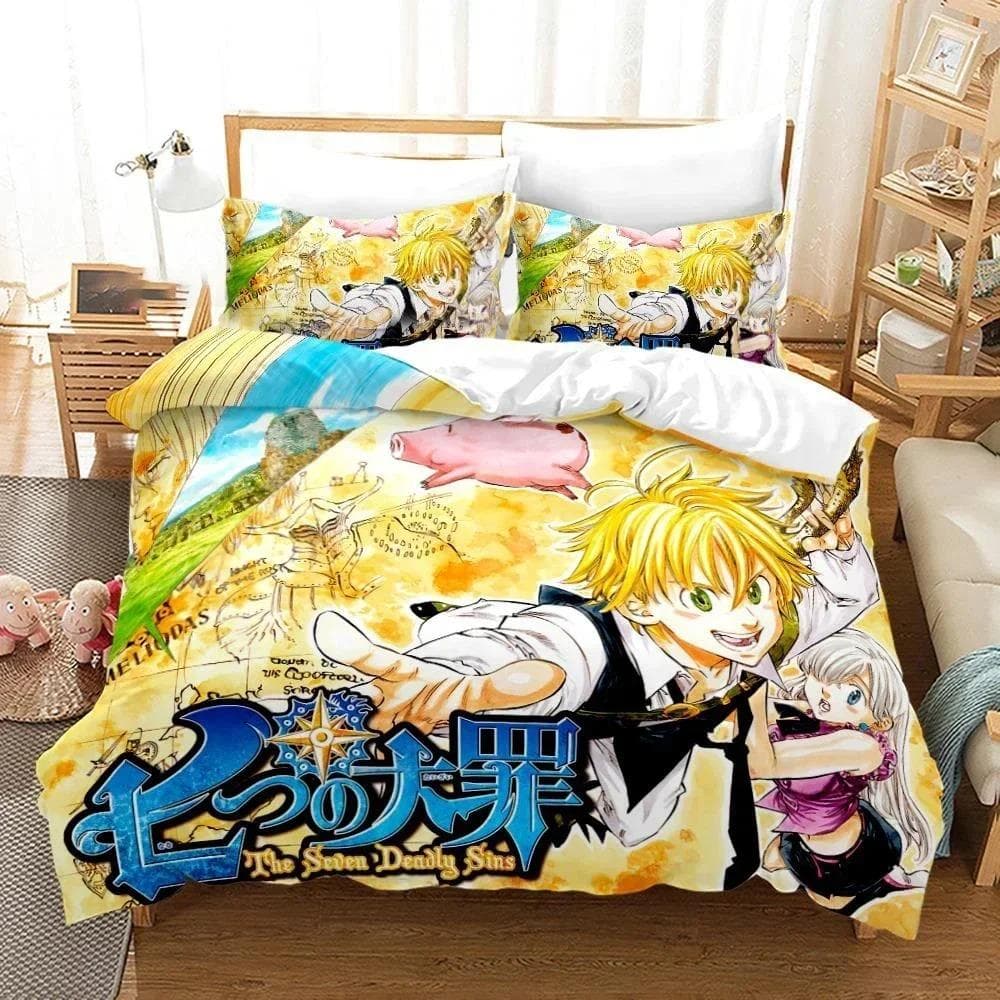 3D Printing Anime The Seven Deadly Sins Bedding Set Single Twin Full Queen King Size Bed Set Aldult Kid Bedroom Duvet Cover Sets 70x133cm 2pcs