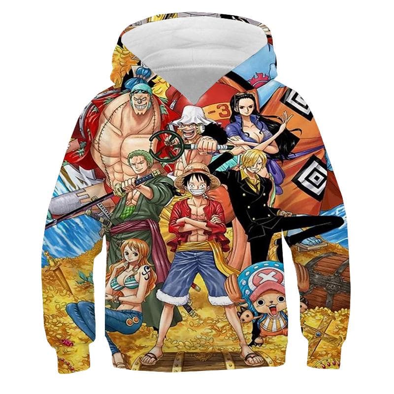 One Piece Hoodie Kids hooded Sweatshirt Anime Luffy Hoodie Kids Clothes Boys Girls Long Sleeve Autumn Warm Pullover Casual Tops XL