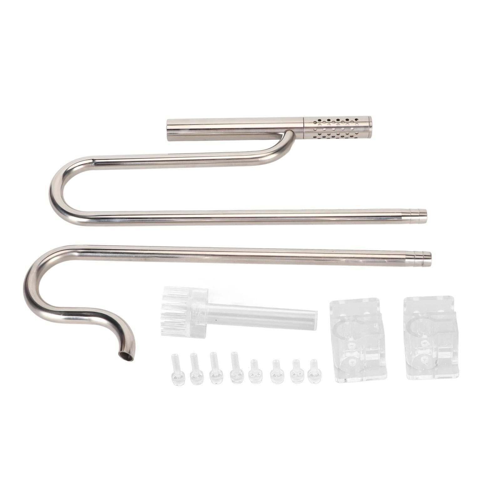 Inflow Outflow Pipe Set Adjustable 304 Stainless Steel Fish Tank Lily Pipe with Surface Skimmer for 12mm