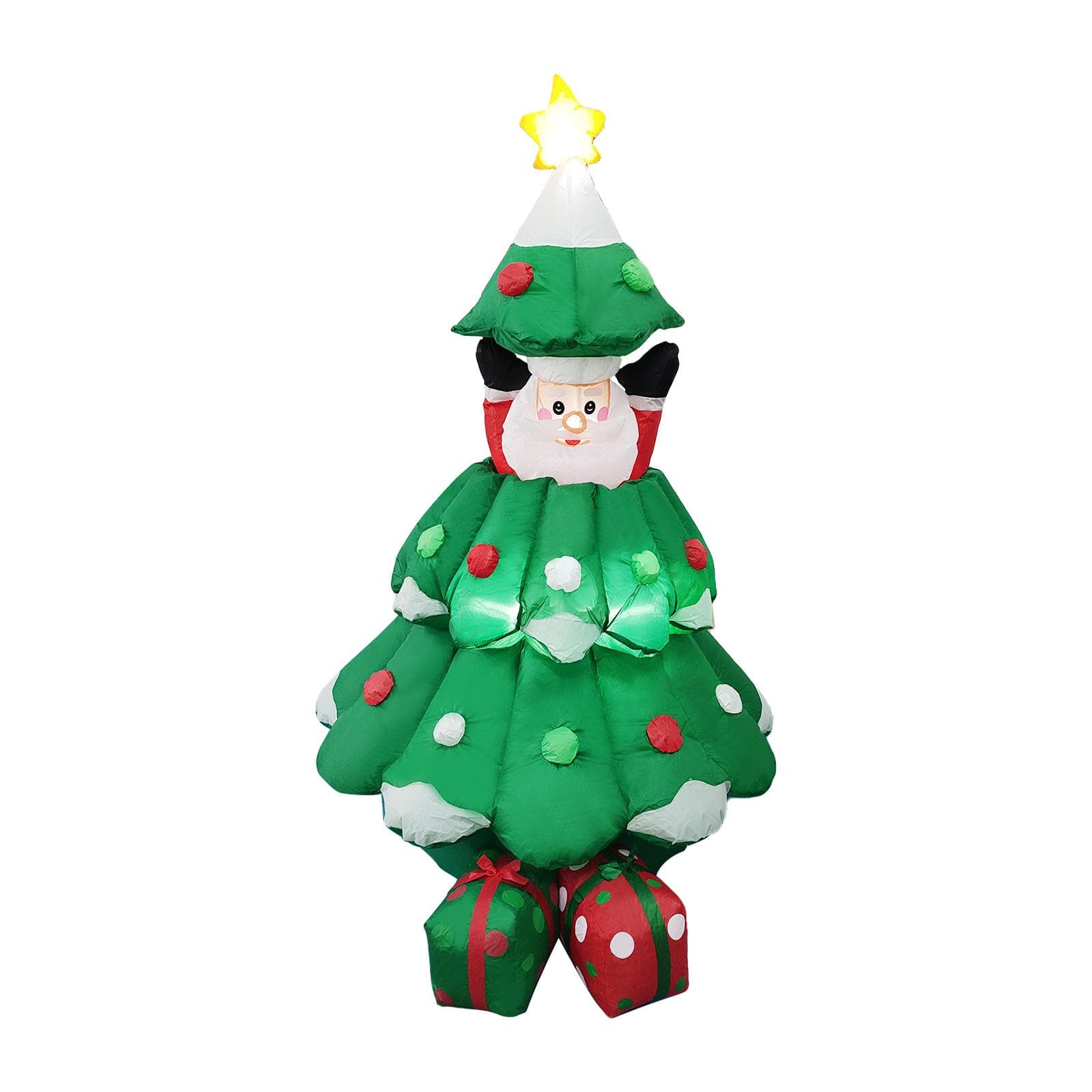 6FT Christmas Inflatables Liftable Santa Claus Xmas Tree Shaped LED Blow Up Santa Inflatable Props US Plug green
