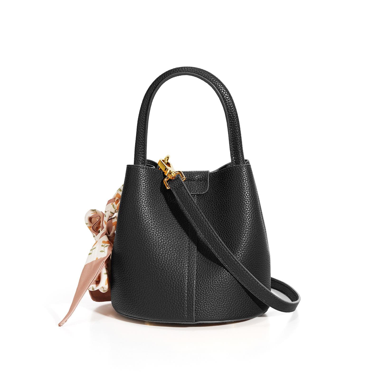 Leather High-quality Texture Bucket Bag for Women Versatile Fashion Large Capacity Crossbody Vegetable Basket Handbag black