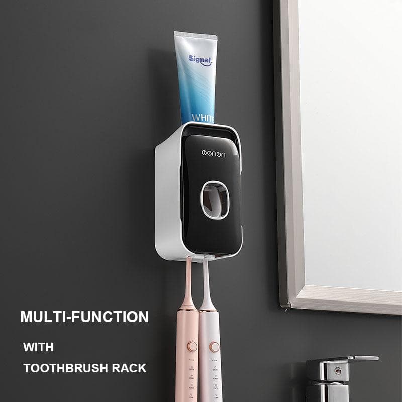 Automatic Toothpaste Dispenser Toothbrush Holder Wall Mount Toothbrush Storage Rack Toothpaste Squeezer