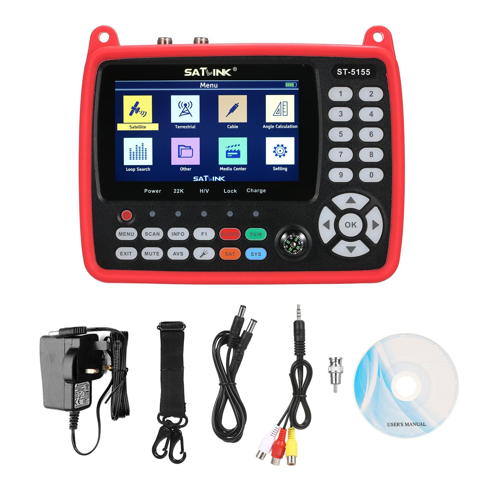Digital Satellite Finder Meter DVB-S/S2/T/T2/C Combo Meter Portable Satellite TV Signal Finder UK Plug